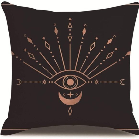 Free People Set of 4 Sun,Moon, Pink Gold Black Eye of Wisdom Throw Pillow Covers - Picture 4 of 7